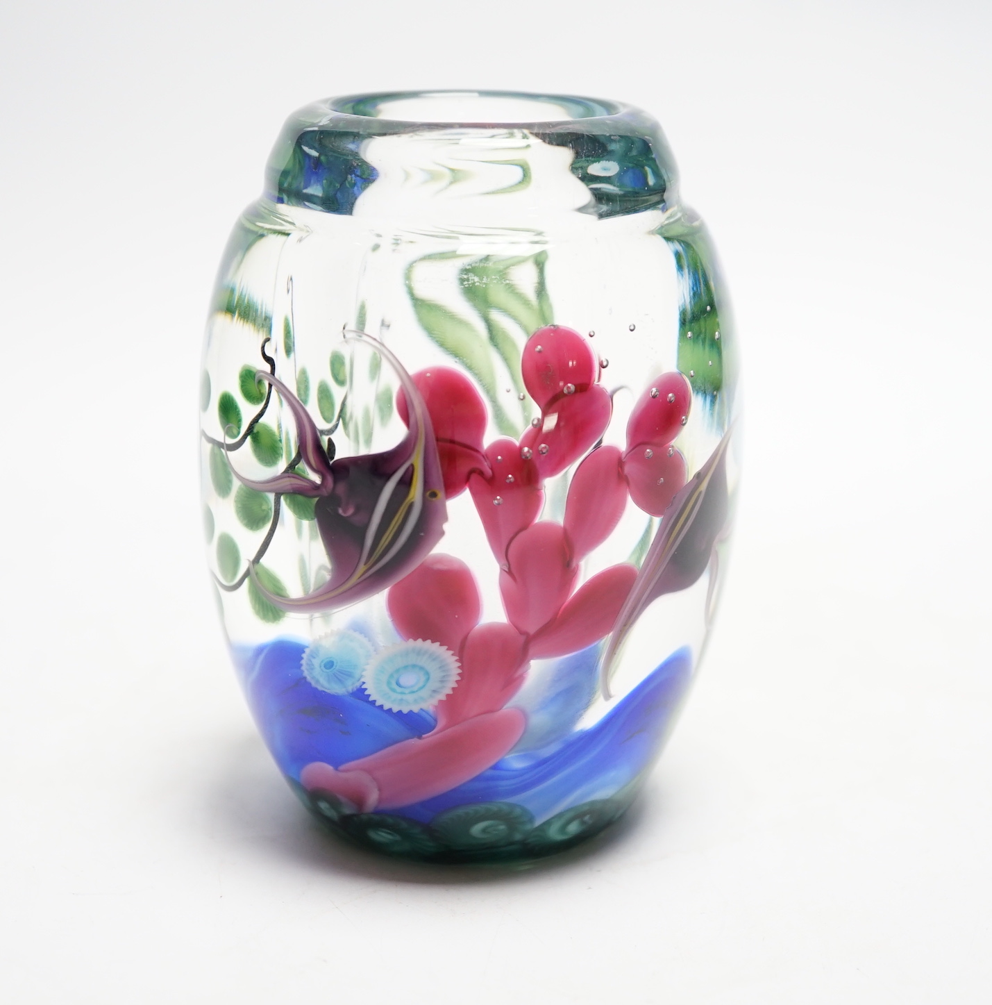Steven Lundberg (American, 1953-2008), a magnum size ‘aquarium’ art glass vase, signed, dated 1988 and inscribed 